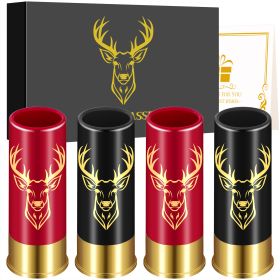 4 Deer Heads 1.5 Ounces - Reusable High-quality Plastic Bullet Cup, Suitable For Whiskey, Cocktails, And Wine, Perfect For Bars, Parties, And Gif (Option: Black Red XJB0108)